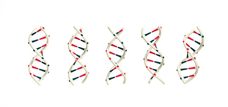 Foto dna double helix structures 3d render illustratie icoon