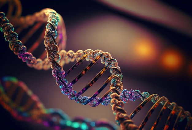DNA dubbele helixstreng Wetenschappelijke achtergrond Generatieve ai