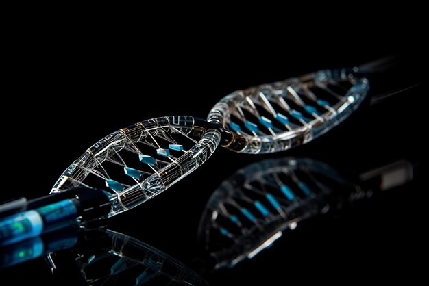 Photo dna gene helix spiral molecule structure