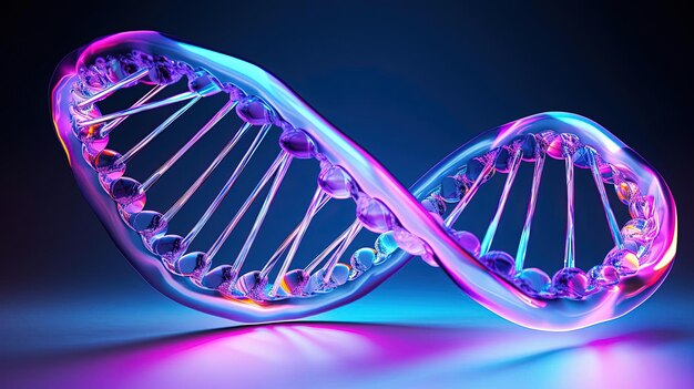 the dna gene is a large blue colored structure in the style of light purple and navy