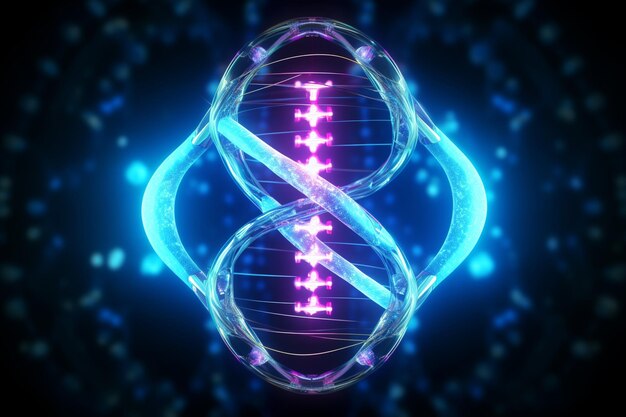 Photo dna genetic biotechnology science blue neon graphic