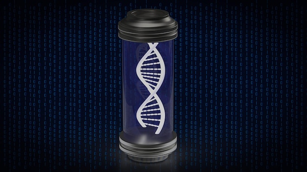 The DNA in Glass tube for Sci or education concept 3d rendering