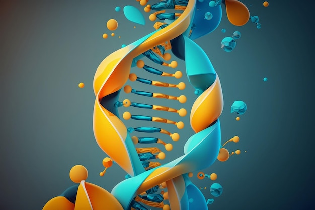 DNA helix molecule in blue and yellow colors The gene of the Ukrainian nation Generative AI