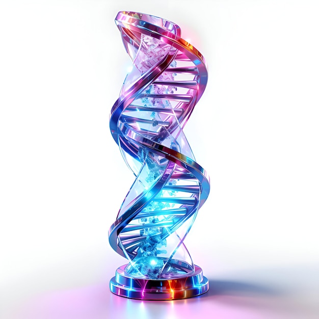 DNA helix on a white background 3d render illustration