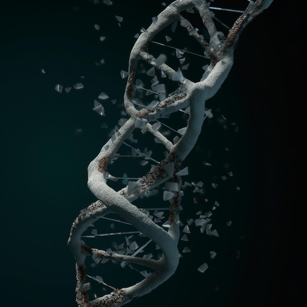 Спираль ДНК с незначительными повреждениями