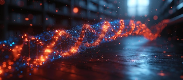 Голограмма ДНК на фоне пустого класса