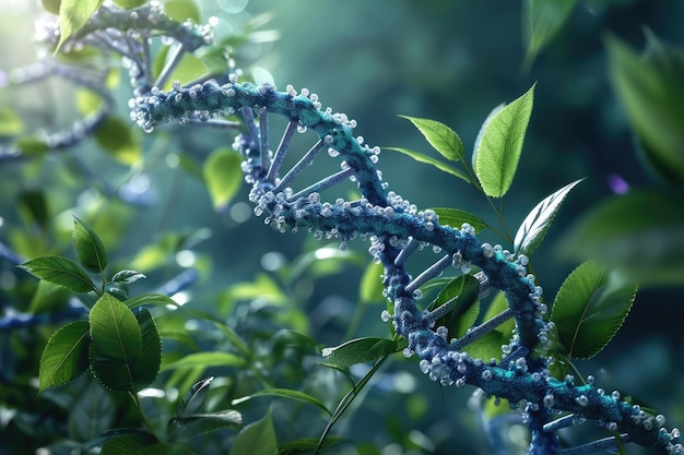 Foto illustrazione del dna nella scienza e nella biotecnologia