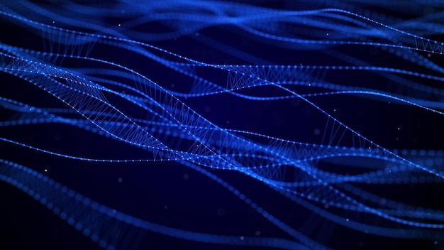 Dna is made of moving waves and particles The concept of a genetic cell 3d rendering
