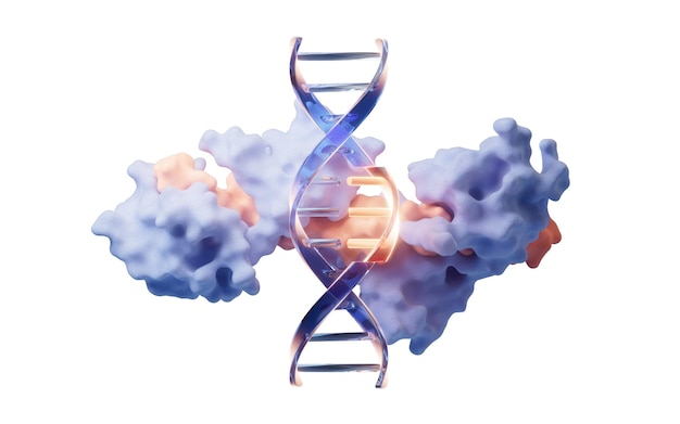 Foto dna met biologisch concept 3d-weergave