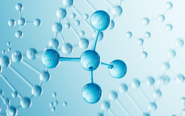 DNA 및 분자 구조 생명 공학 개념 3d 렌더링