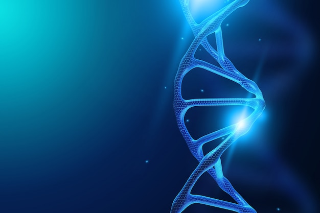 Molecola di dna su sfondo blu