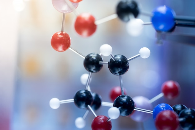 Photo dna, molecule, chemistry in laboratory lab test