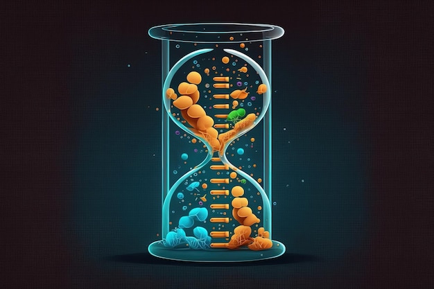 DNA molecule developing in a laboratory test tube