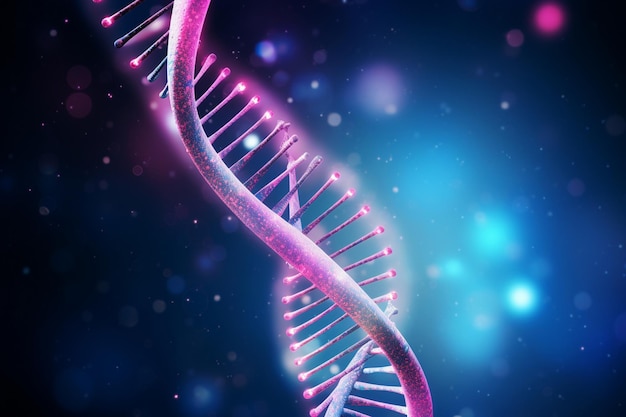 DNA molecule DNA structure in blue color background 3D rendering