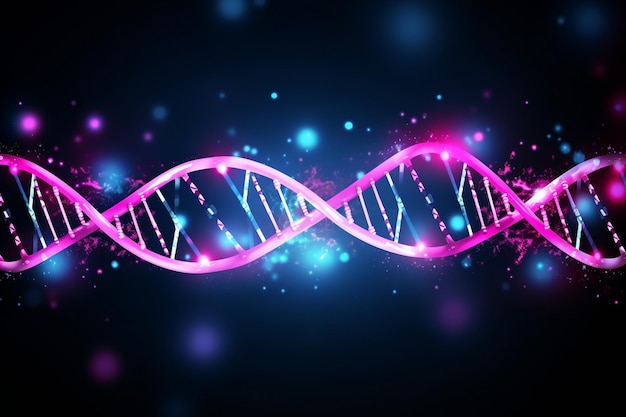 DNA-molecule DNA-structuur op blauwe achtergrond 3D-weergave