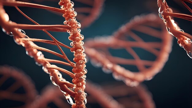 Foto struttura della molecola di dna render 3d scienza e background medico