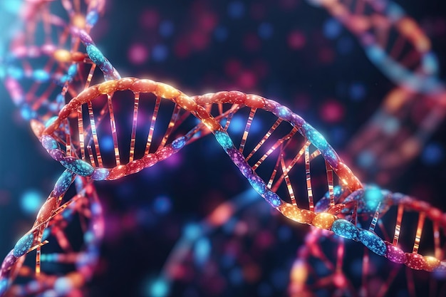 아름다운 배경의 DNA 분자