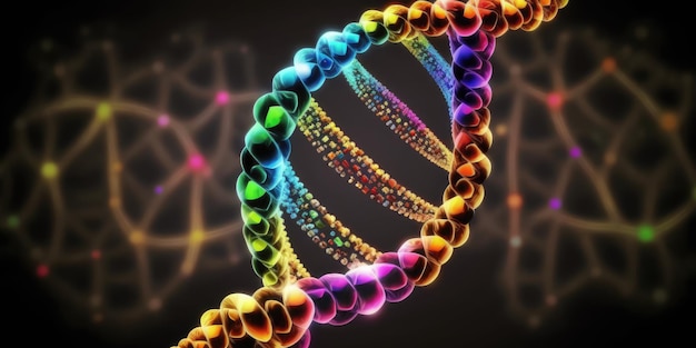 Foto dna-molecuul dubbele helix in kleurrijk
