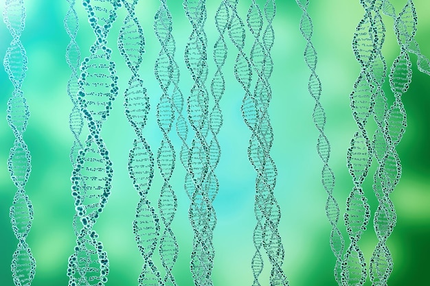 Foto dna-molecuulstructuur close-up van concept menselijk genoom 3d-rendering geneeskundeconcept