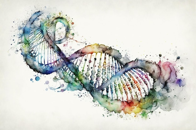DNA oneindige tekening met een beetje aquarel generatieve ai