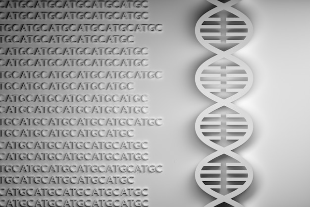 DNA sequencing in black and white colors