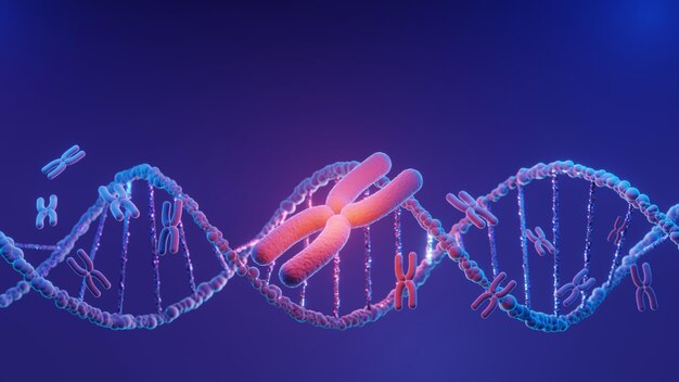 DNA spiraalstructuur DNA Helix complementaire streng van sequenties genetische code of genoom Genexpressie nucleotide database Het centrale dogmaproces van transcriptie en vertaling 3D Render