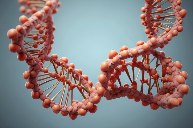 Foto modello stilizzato di molecola a spirale di dna rendering 3d