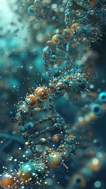 Dna strand symbolizes the intersection of digital technology and scientific discovery