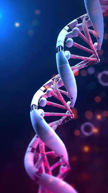 A dna strand with a blue background