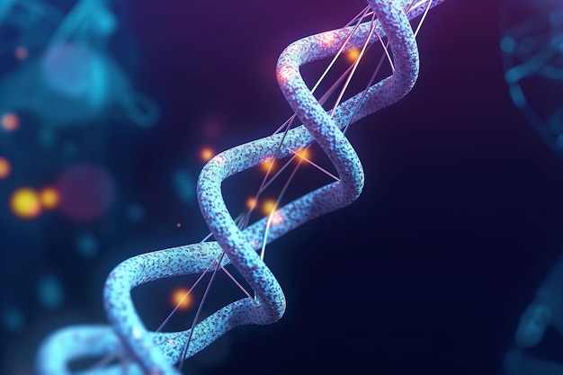 青色の背景を持つ DNA 鎖