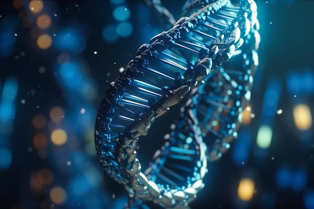 DNA-streng symboliseert de kruising van digitale technologie en wetenschappelijke ontdekking