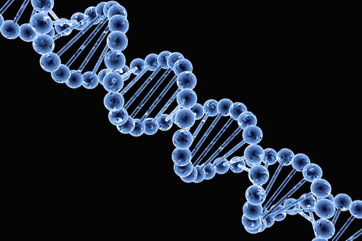 Photo 검정색 배경에 파란색 dna 구조
