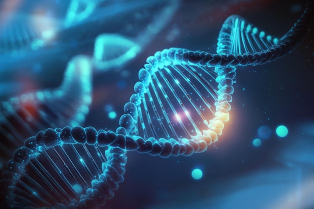 DNA-structuur van menselijke celbiologie DNA-strengen moleculaire structuur Wetenschap achtergrond 3D illustratie