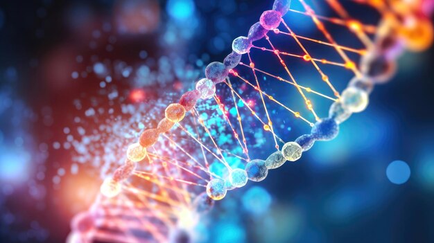 Foto tecnologia del dna e progresso sanitario un'illustrazione 3d della scienza genetica tecnologia medica