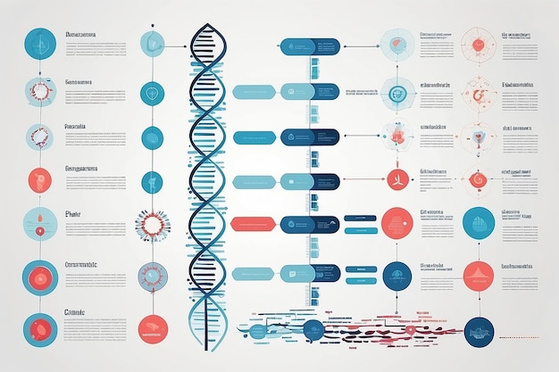 Photo dna test infographic genome sequence map chromosome architecture and genetic sequencing chart abstract data molecule structure genetic test genealogy sequence vector illustration