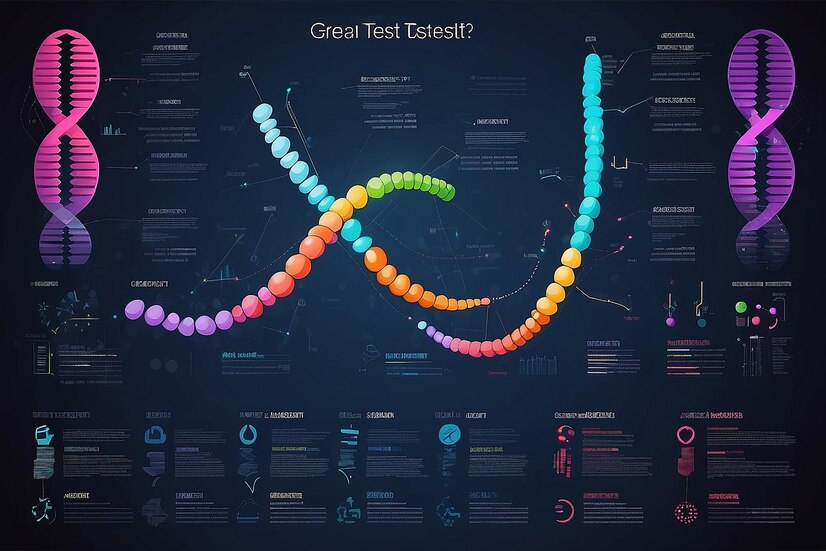 Premium Photo | Dna test infographic Genome sequence map chromosome ...