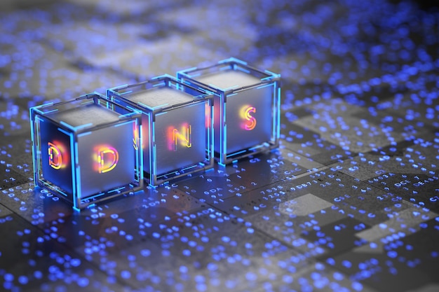 DNS-server DNS netwerk dienstverleningsconcept 3d render