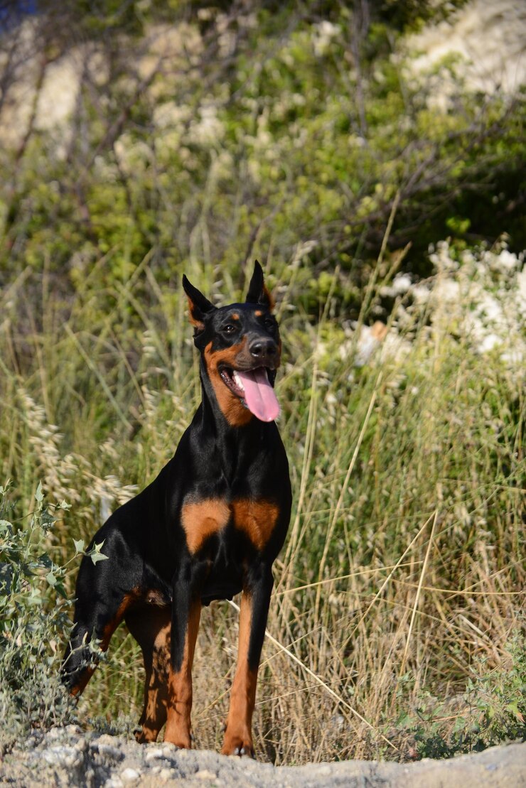 Photo 夏の屋外でドーベルマン犬