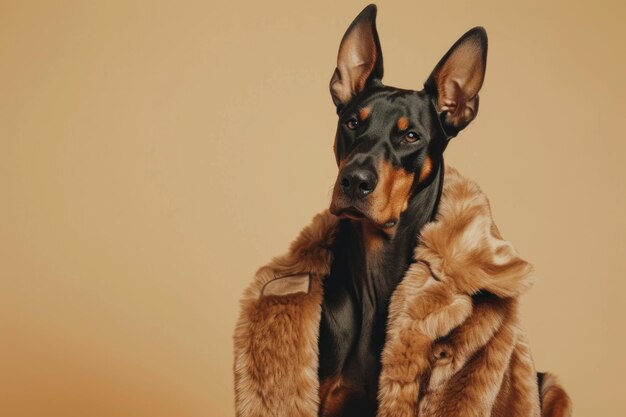 Doberman hond in luxe kunstbont jas