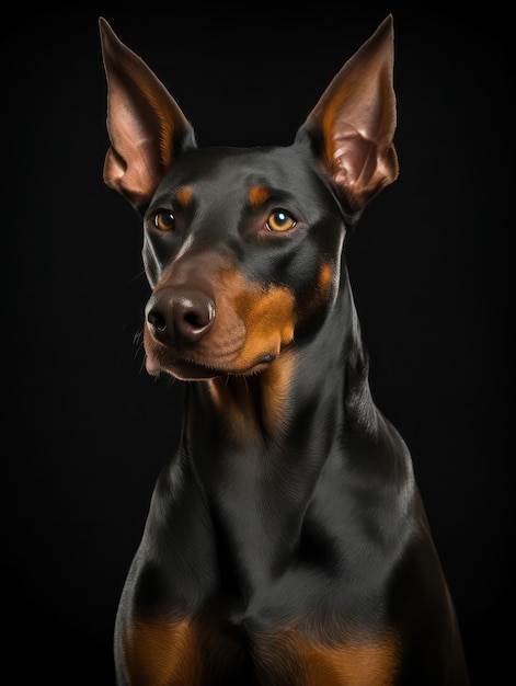 Foto dobermann dog studio shot isolato su sfondo chiaro ai generativa