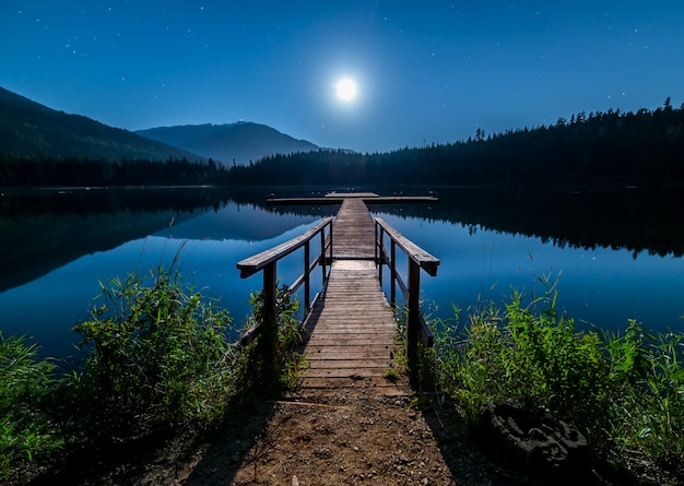 Dock en moon met whistler mountain