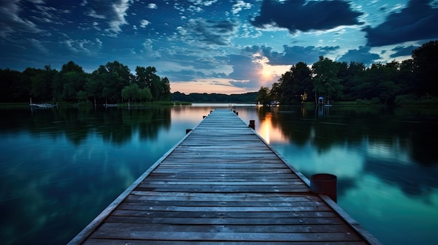 A dock on a lake