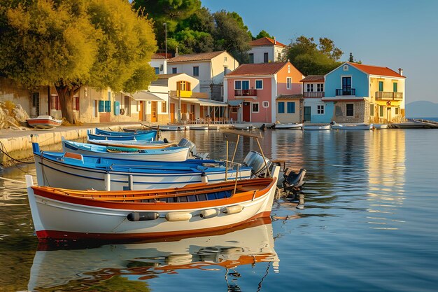 Docked Boats Near Island