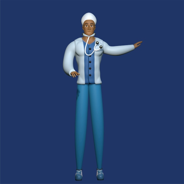 доктор 3d поза персонажа для дизайна позы медицинского персонажа 3d визуализация