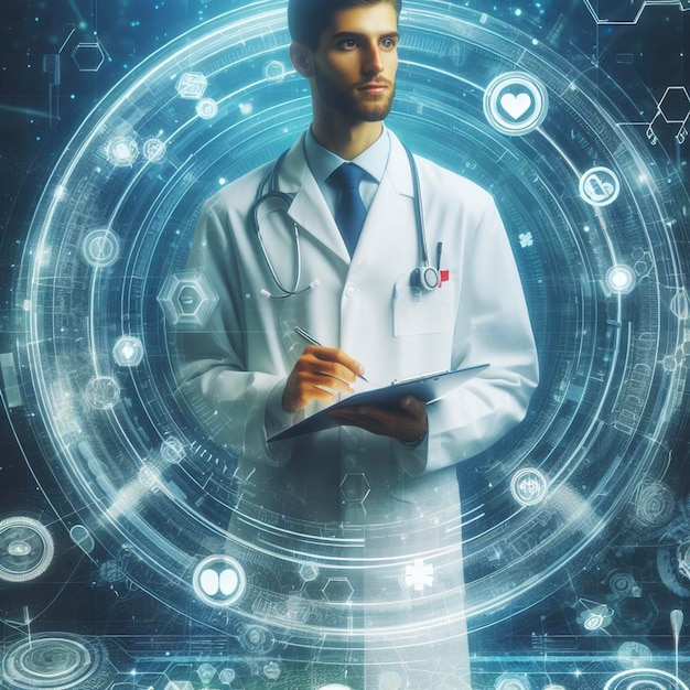 Foto dottore in ai tema futuro medico mondo medicina legale