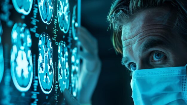 Doctor Analyzing Brain MRI Scan Results