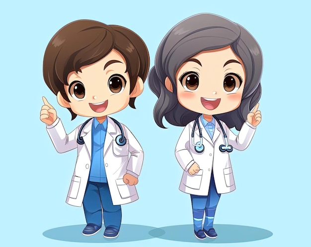 doctor cartoon cute in the style of feminine sticker art