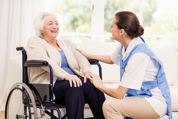 Doctor checking patients health at home