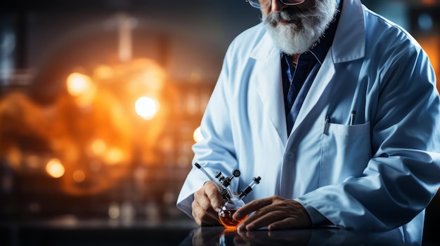 医者と化学者が彼の研究室で新しい解決策を探しています