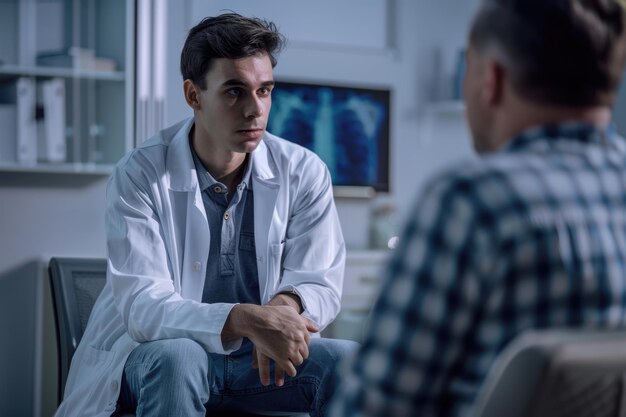 Doctor consults with depressed male patient